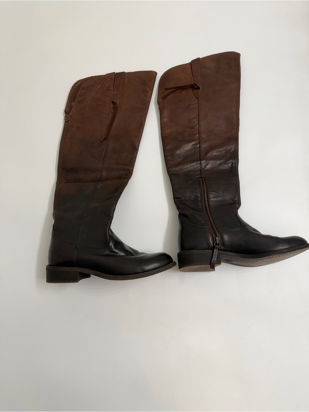 Ariat Women’s 8.5B Tall Leather Riding Boots Brown Two Tone Western 10021610
